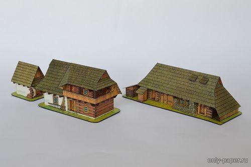 Модель деревянного дома из Словакии из бумаги/картона