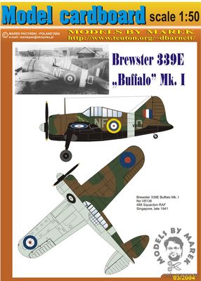 Модель самолета Brewster 339E Buffalo Mk I из бумаги/картона