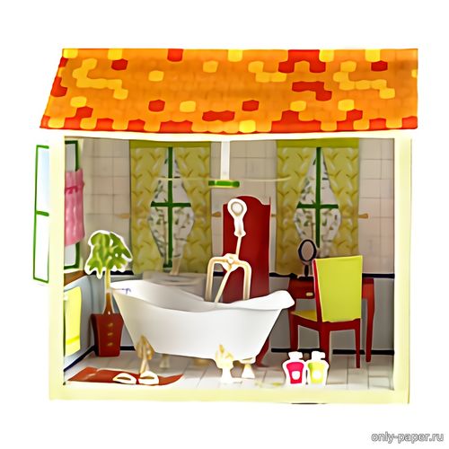Модель ванной комнаты из бумаги/картона
