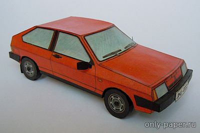 Сборная бумажная модель / scale paper model, papercraft Лада ВАЗ-2108 «Спутник» / Lada VAZ-2108 Samara (ABC 6/1987) 