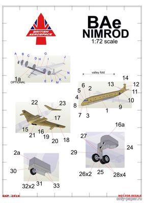 Модель самолета РРТР BAe Nimrod из бумаги/картона