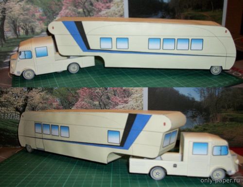 Сборная бумажная модель / scale paper model, papercraft Citroen HY Semi Camping 