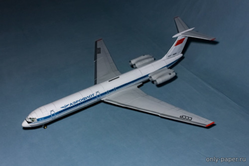Модель самолета Ил-62 «Аэрофлот» СССР из бумаги/картона