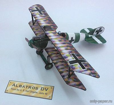 Модель самолета Albatros D V из бумаги/картона