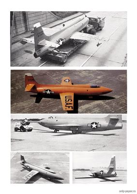 Модель самолета Bell X-1A из бумаги/картона