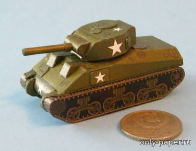 Модель танка Sherman M4A3 из бумаги/картона