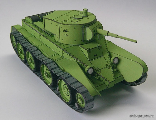 Модель легкого быстроходного танка БТ-5 из бумаги/картона