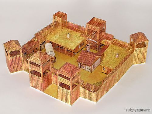 Модель западного форта из бумаги/картона