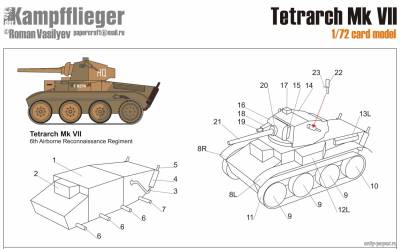 Модель танка Tetrarch MK 7 из бумаги/картона