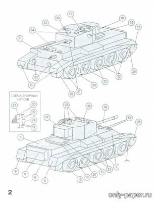 Модель танка Mk.VIII «Кромвель» из бумаги/картона