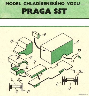 Модель фургона-рефрижератора Praga SST из бумаги/картона