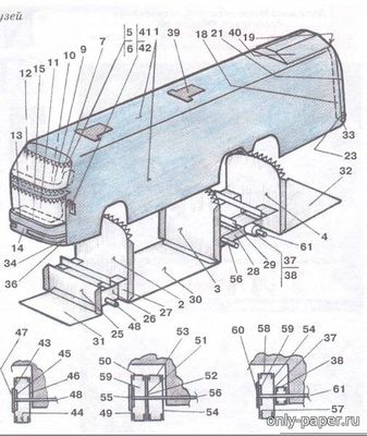 Модель автобуса Neoplan Skyliner из бумаги/картона