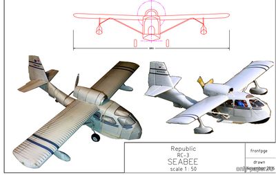 Сборная бумажная модель / scale paper model, papercraft Republic RC-3 Seabee 