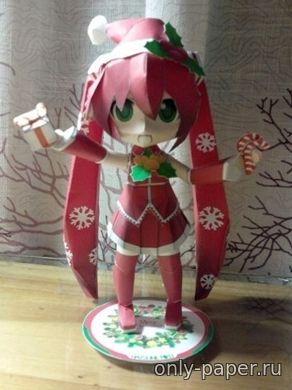Сборная бумажная модель / scale paper model, papercraft Christmas Hatsune Miku 