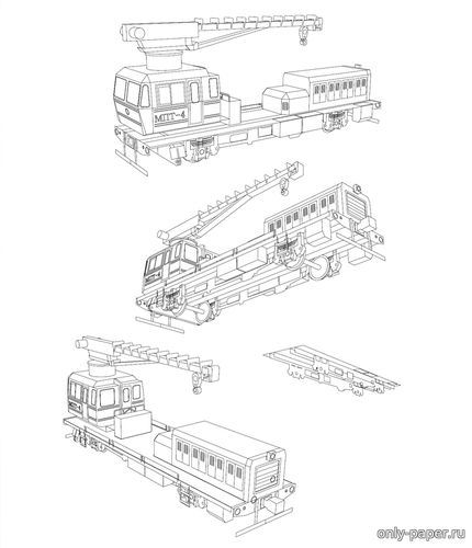 Модель мотовоза погрузочно-транспортного МПТ4 из бумаги/картона