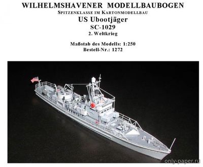 Сборная бумажная модель / scale paper model, papercraft US Ubootjager [WHM 1272] 