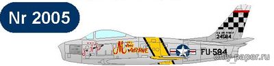 Сборная бумажная модель / scale paper model, papercraft F-86F Sabre (Scissors and Planes 2005) 