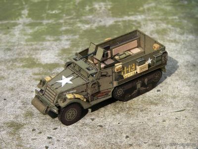 Сборная бумажная модель / scale paper model, papercraft Half-Track Personnel Carrier M3 (PR Models) 