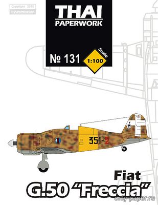 Сборная бумажная модель / scale paper model, papercraft Fiat G.50 Freccia [ThaiPaperwork 131] 