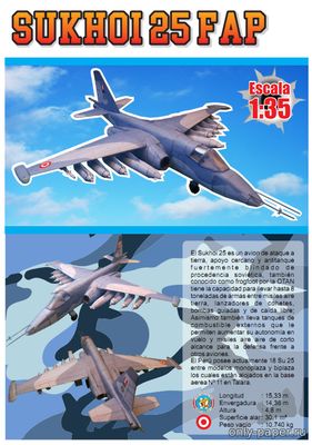 Модель самолета Су-25 «Грач» ВВС Перу из бумаги/картона