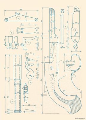 Сборная бумажная модель / scale paper model, papercraft Кремниевый пистолет / Kresadlove pistole (ABC 4/1978) 