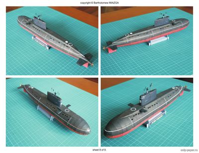 Модель подводной лодки Б-808 «Ярославль» из бумаги/картона