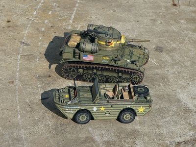 Сборная бумажная модель / scale paper model, papercraft Light tank M3A1 Stuart & Ford GPA Amphibious Jeep/Seep (PR Models) 