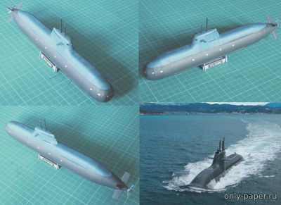Модель подводной лодки SSK U212A Todaro из бумаги/картона