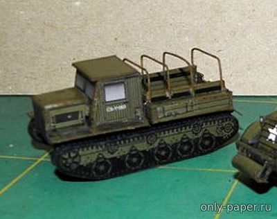 Модель артиллерийского тягача Я-12 из бумаги/картона