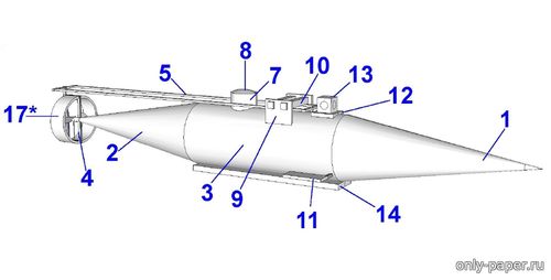 Модель подводной лодки CSS Pioneer из бумаги/картона