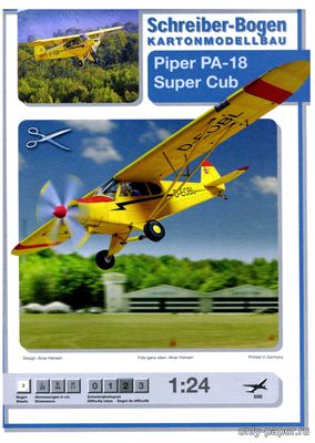 Сборная бумажная модель / scale paper model, papercraft Piper PA-18 Super Cub (Перекрас Schreiber-Bogen 698) 