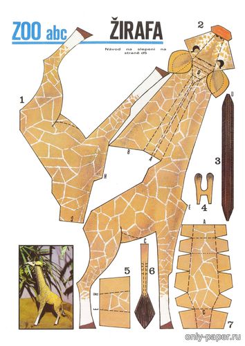 Модель Жирафа из бумаги/картона