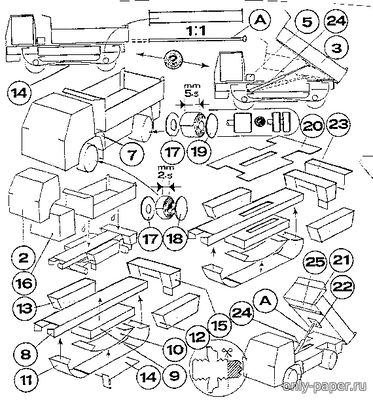 Сборная бумажная модель / scale paper model, papercraft Liaz 151.261 (ABC 23/1989) 