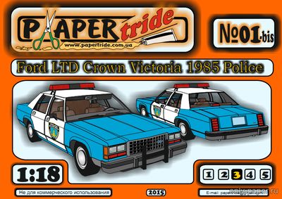 Сборная бумажная модель / scale paper model, papercraft Ford Crown Victoria Lincoln Police (Paper Tride 01-bis) 