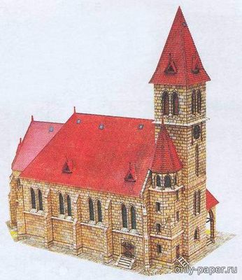 Модель церкви в Дамникове из бумаги/картона