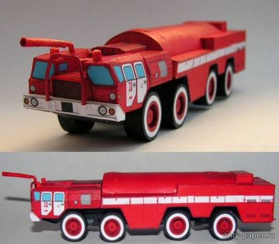 Сборная бумажная модель / scale paper model, papercraft Тяжёлый пожарный аэродромный автомобиль АА-60-160 (JJM) 