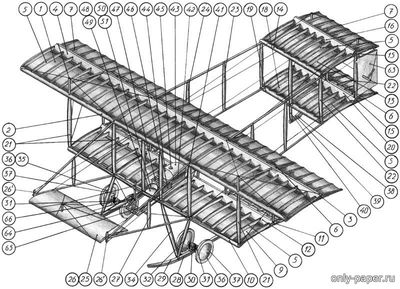 Сборная бумажная модель / scale paper model, papercraft Вспомогательный самолет Фарман-4 (Левша 1/2000) 