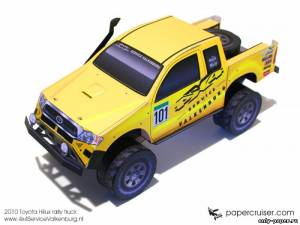 Сборная бумажная модель / scale paper model, papercraft Toyota Hilux rally truck 4x4 2010 