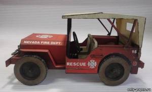 Сборная бумажная модель / scale paper model, papercraft Jeep Willys Fire Brigade 