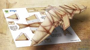 Сборная бумажная модель / scale paper model, papercraft Leonardo Da Vinci Glider 