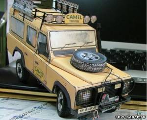 Сборная бумажная модель / scale paper model, papercraft Land Rover Defender 110 Camel Trophy 
