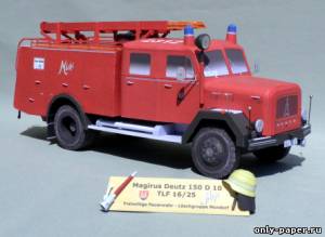 Сборная бумажная модель / scale paper model, papercraft Пожарная машина Magirus-Deutz 150 D 10 TLF 16/25 „Micki“ 