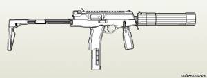 Модель пистолета-пулемета Steyr TMP из бумаги/картона