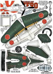 Сборная бумажная модель / scale paper model, papercraft Mitsubishi A6M Zero [Fiddlers Green] 