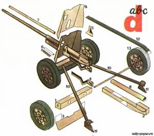 Модель противотанковой пушки из бумаги/картона