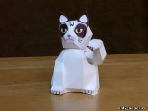 Сборная бумажная модель / scale paper model, papercraft «Сердитый Котик» / Grumpy Cat 