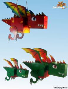Сборная бумажная модель / scale paper model, papercraft Kuboid Dragon 