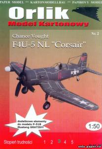 Модель самолета F4U-5 NL Corsair из бумаги/картона