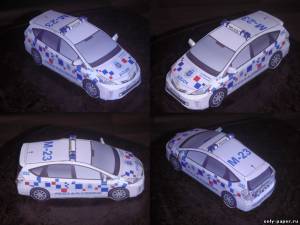 Сборная бумажная модель / scale paper model, papercraft Toyota Prius Policia Alcobendas 