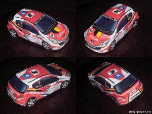 Сборная бумажная модель / scale paper model, papercraft Peugeot 207 S2000 #3 Rallye Monte-Carlo 2008 Kronos Racing [Kin Shinozaki] 